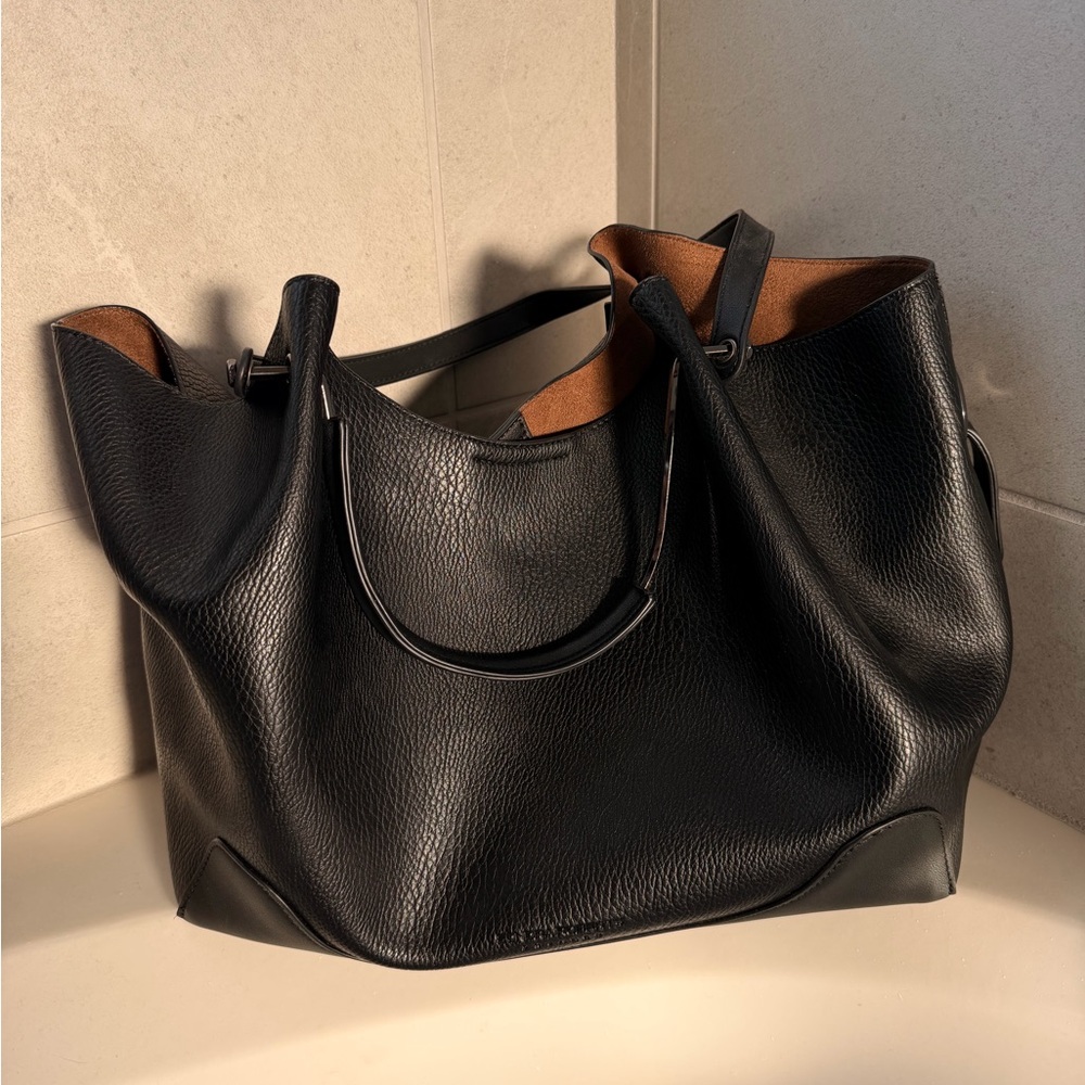 Elegant Black Leather Tote Bag